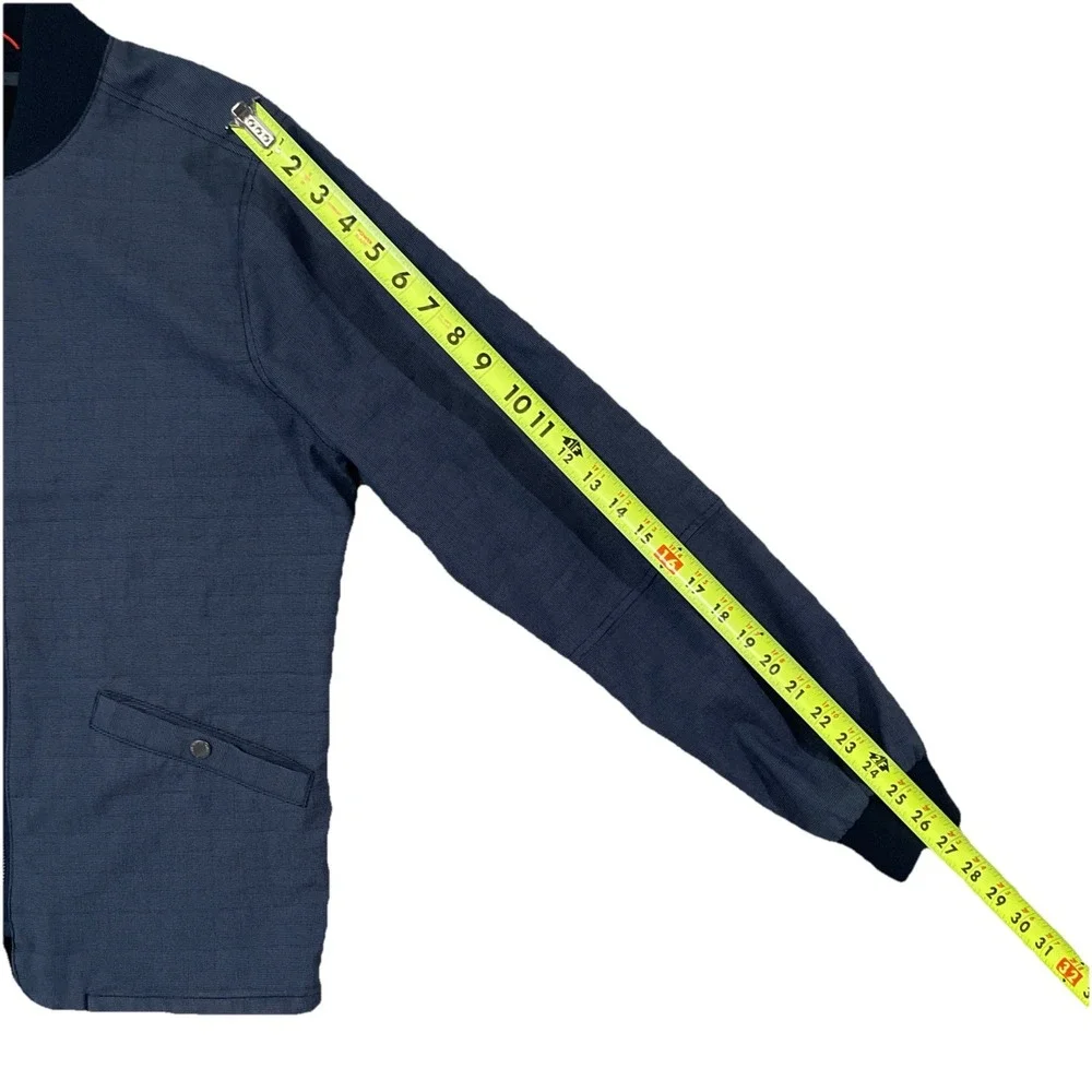Native Youth Revolve Mens Large Bomber Jacket Coat Blue Full Zipper Pockets‎